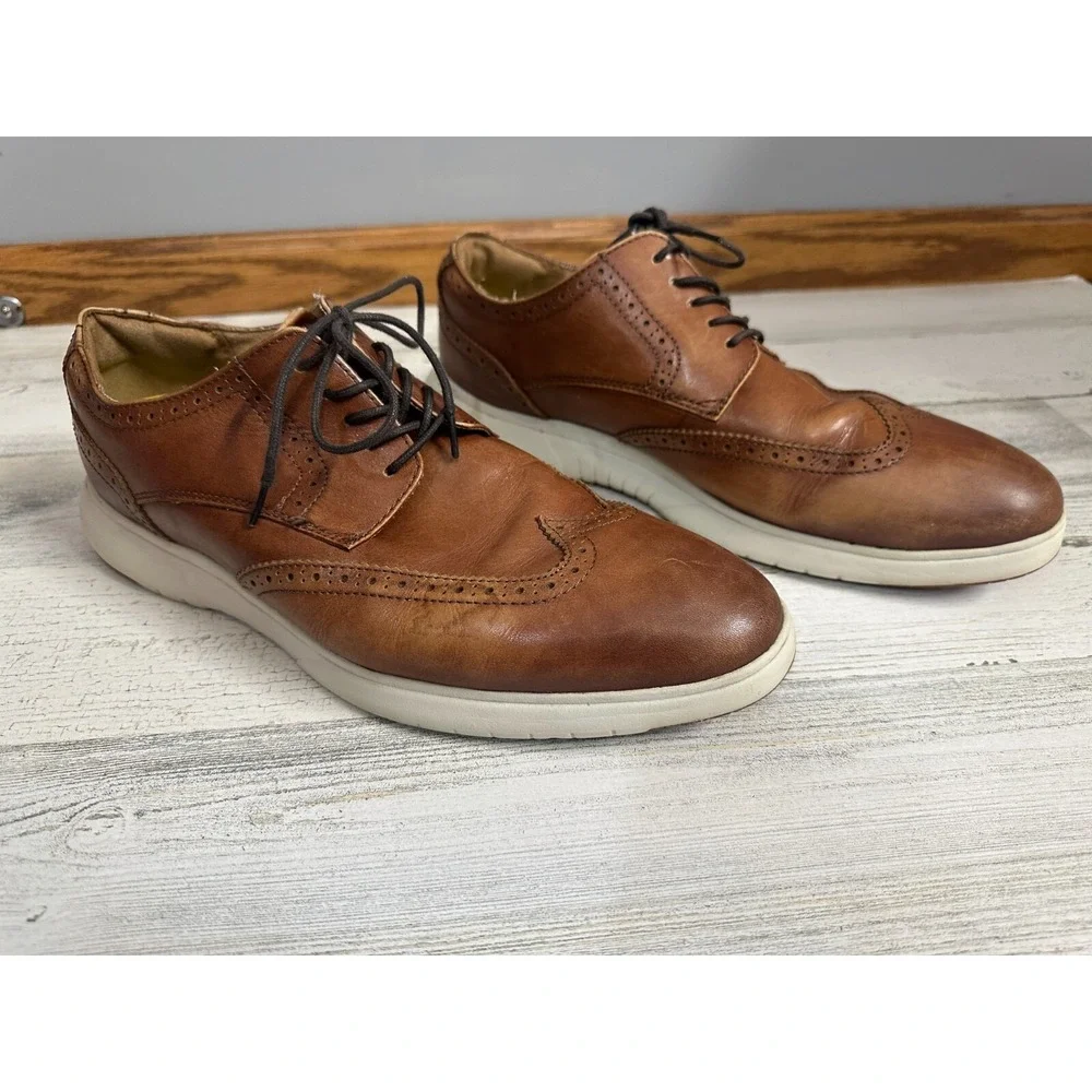 Florsheim Mens Leather Sneakers Size 10W Comfortech Oxford Lace Up WingTip Shoes